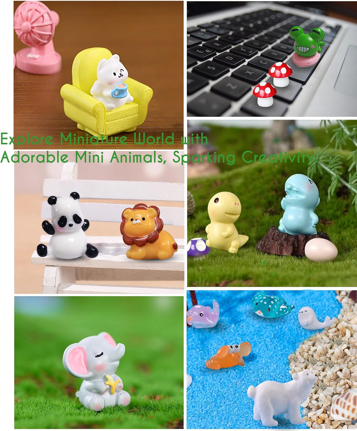 Mini Resin Animals Figures Set 100 Pieces for Miniature Garden Decor - Slime Charm for Craft - Tiny Resin Animal