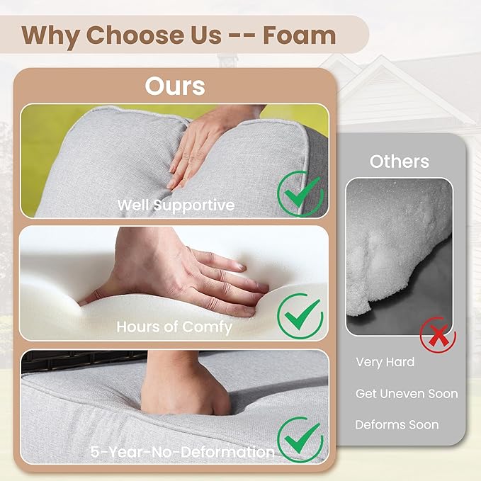 HOOOWOOO Outdoor Patio Furniture Set,7 Pieces Wicker Conversation Set,All Weather Couch Set with Fire Pit Table Swivel Chairs Ottoman 7 Seaters for Out Door Yard(Light Gray)