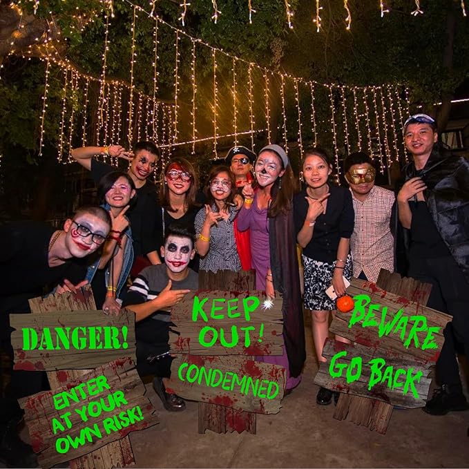 Halloween Decoration Yard Signs Glow in the Dark,3 Pack 15.3"×11.2" Outdoor Solar Decor Scary Zombie Vampire Graves Theme Party Supplies for Outside Garden,Lawn Yard Party Decorations