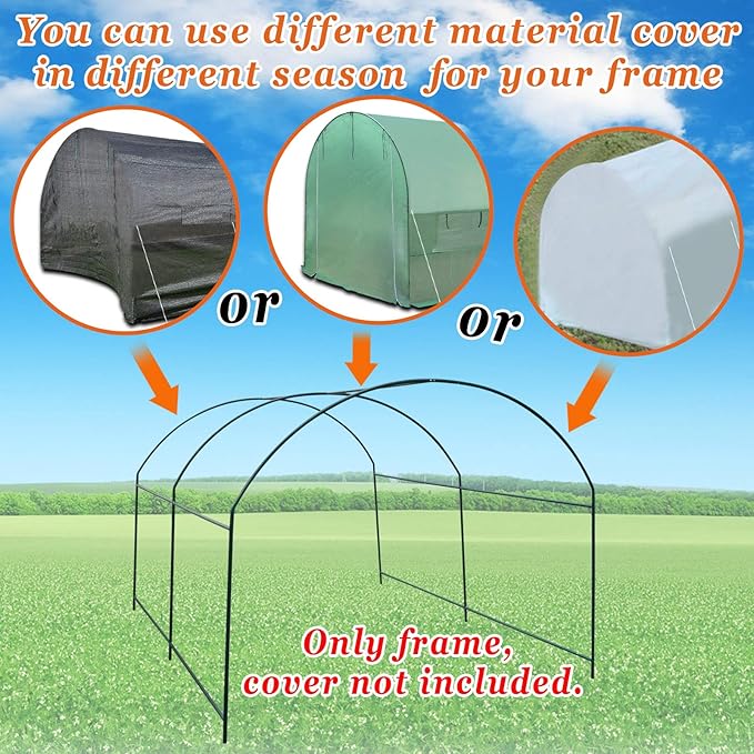 Strong Camel Greenhouse Replacement Frame for 10'X7'X6' Larger Hot Garden House , Support Arch Frame Climbing Plants/Flowers/Vegetables (10'X7'X6')