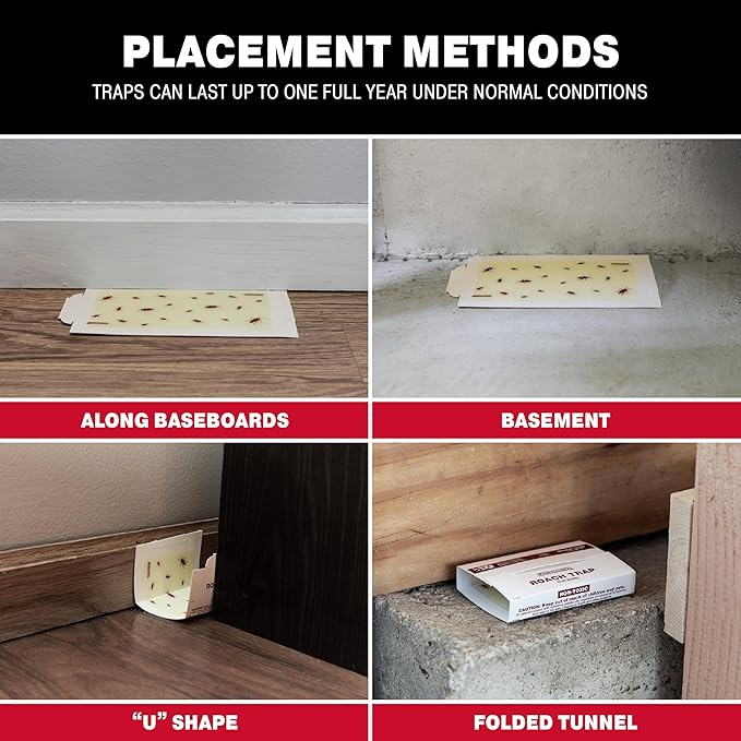 Catchmaster Roach Trap Glue Boards 10-Pk, Adhesive Bug Catcher, Scorpion, Spider, Cricket, & Cockroach Traps for Home, Bulk Glue Traps for House & Garage, Pest Control for Home