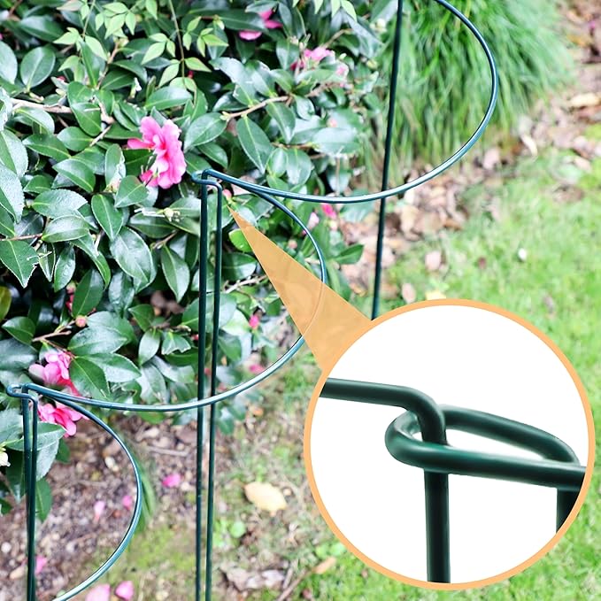 TCBWFY 10 Pack Garden Supports for Plants Metal 10" Wide x 24" High Interlock Half Round Garden Plant Support Ring Border Support Plant Support Ring Cage for Rose Flowers Vine Tomato