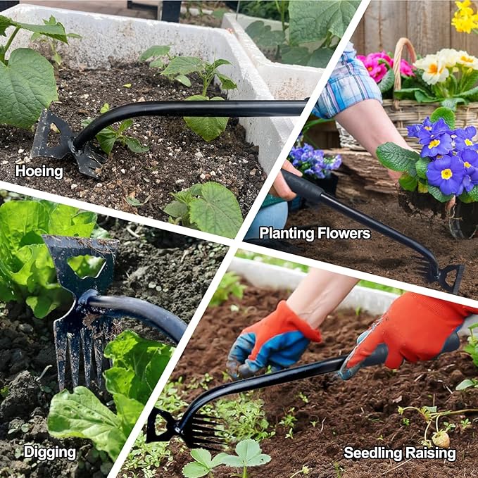 Weed Puller Tool-2Pcs Gardening Hand Weeder Tools, 2025 New Weeding Artifact Uprooting Weeding Tool, Manganese Steel Weed Removal TooL, 6 Teethes Dual Purpose Manual Weed Pulling Tool for Yard Gardenl