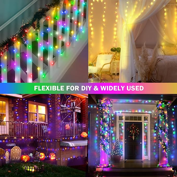 OMIKA 80ft Fairy Lights Plug in with Remote, 24 Colors 196 Modes Color Changing String Lights Dimmable, 240 LED Twinkle Lights with Timer for Outdoor Party Bedroom Indoor Christmas Halloween Decor