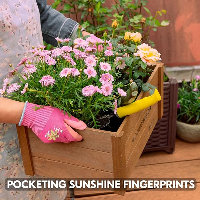 Vgo... 3 Pairs Women’s Gardening Gloves - Non-Slip Nitrile Coated, Breathable for Outdoor, DIY, Ranch, Camping(RB6013)