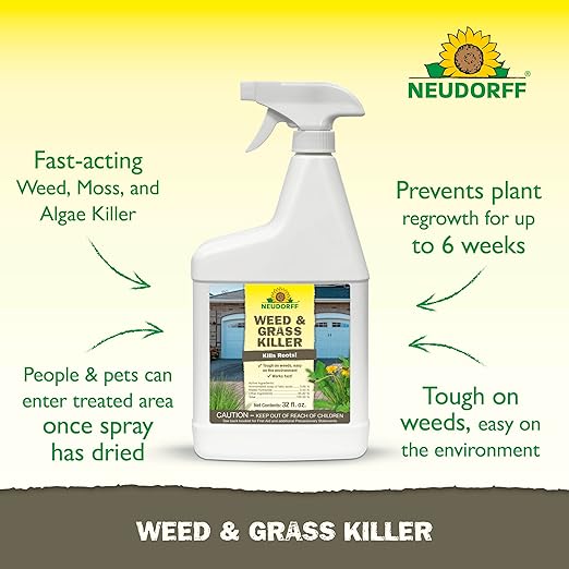 Weed and Grass Killer, See Results in 1 Hour: Kills Weeds – Roots and All, Fast Acting Brush and Vine Killer with Non-staining Formula; Rainfast in 3 Hours Ready-to-Use Spray (32 oz).
