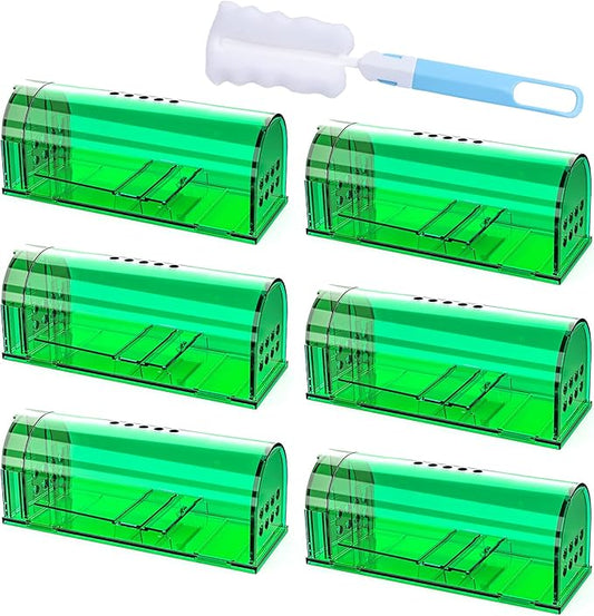 6 Pcs Humane Mouse Traps Indoor for Home, Live Mouse Trap, Reusable Mice Trap Catcher for House & Outdoors