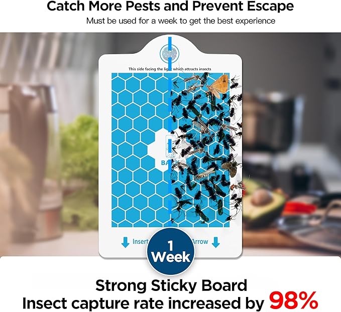 Fly Traps Indoors(2 Device+10 Refills), Gnat Traps for House Indoor with Night Light, 3-in-1 UV/Blue/Yellow Light Plug-in Flying Insect Traps, Fruit Fly Killer, NAT Killer, Get Rid of Gnat Infestation