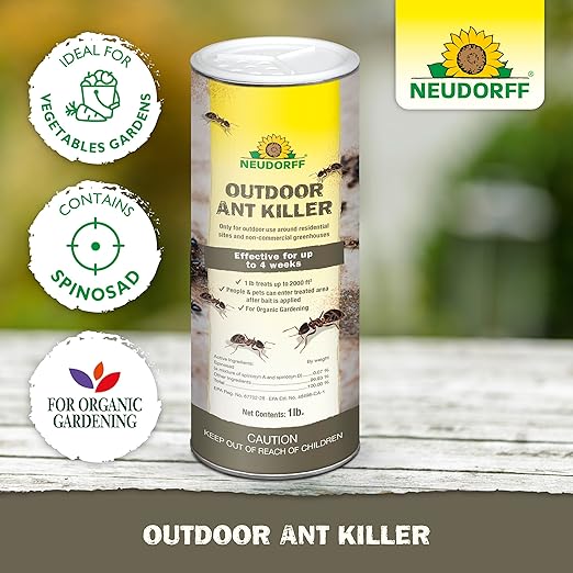 Outdoor Ant Killer, Ant Bait Granules 1 lbs Treats up to 2,000 sq. ft. & Lasts up to 4 Weeks, Home Perimeter Treatment for Organic Gardening, Insect Bait Attracts and Kills (1 lb)