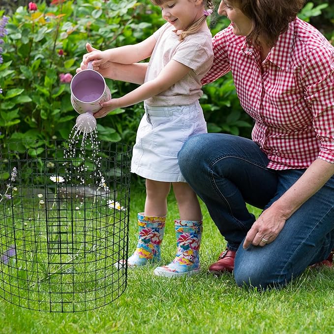 12 Packs 14'' Dia x 14'' H Plant Wire cage 24 Pcs Metal Plant Protection Mesh Plant Cages Bunny Barricades Plant Protection Wire Cage for Flowers Vegetables Protection from Animals