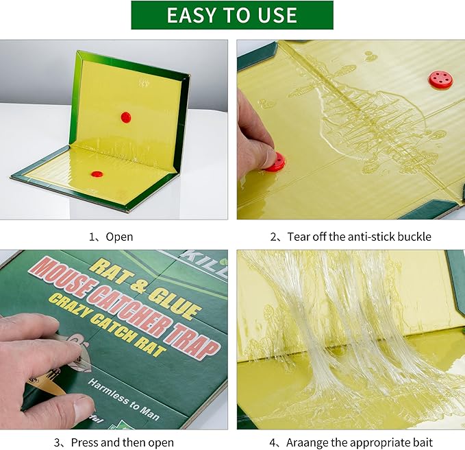 10-Pack Large Mouse Glue Traps with Enhanced Stickiness, Rat Snake Sticky Pad Board for House Indoor Outdoor, Easy to Set, Extra Large