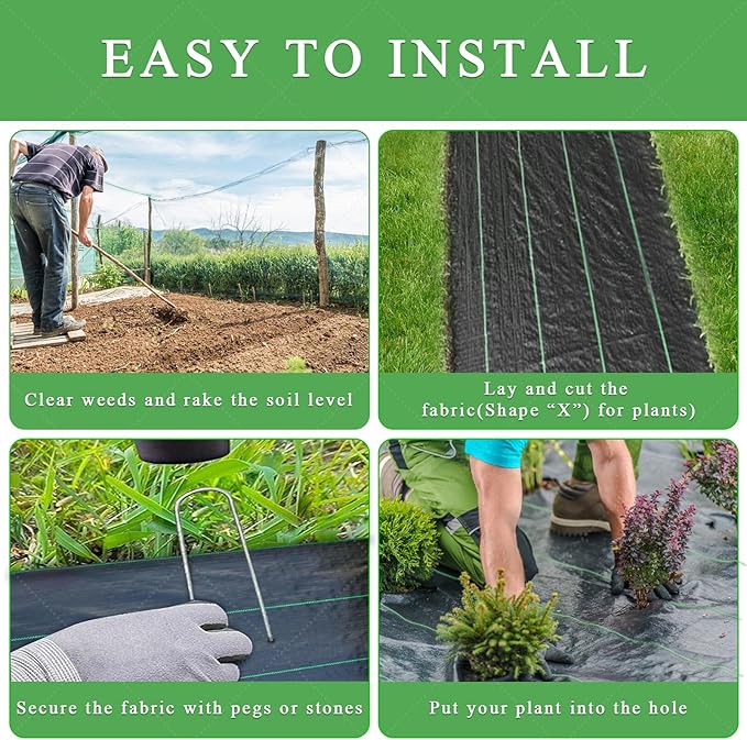 6ftx100ft Weed Barrier Landscape Fabric Heavy Duty 3.2oz, Weed Gardening Ground Cover Mat, Weed Control Garden Cloth, Woven Geotextile Fabric for Underlayment, Commercial Driveway Fabric, Black