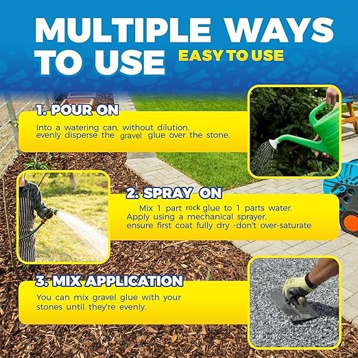 Make 166oz Rock Glue for Landscaping, Concentrated Mulch Glue, Gravel Binder for Pea Gravel, Bark, Waterproof Clear Outdoor Mulch Anchor, Stone Stabilizer for Paths, Patios, Driveways & Garden Border