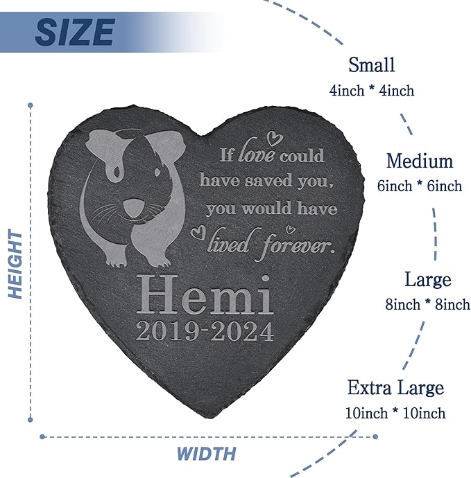 Guinea Pig Memorial Stone - Garden Statue - Memorial Gifts - Tombstone - Loss Gift - Heart