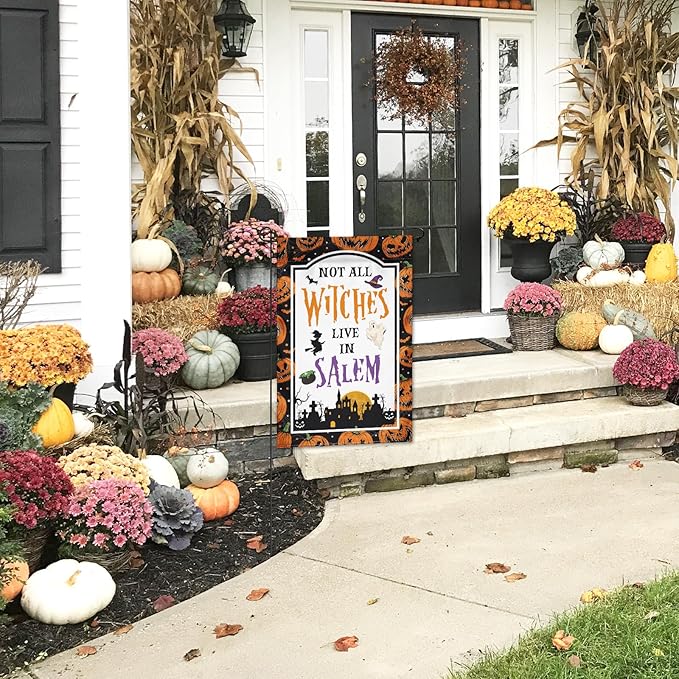 Halloween Decoration Pumpkin Welcome Garden Flag 12x18 Double-Sided Halloween Party Welcome Festival Garden Porch Terrace Lawn Courtyard Decoration Flag