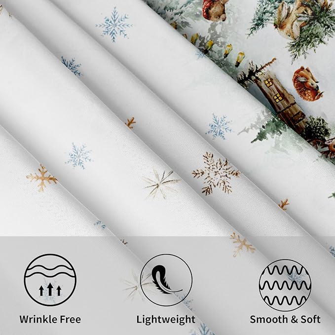 Giwawa Winter Christmas Round Tablecloth 60 Inch,Xmas Snowland Forest Deer Pine Tree Reusable Washable Fabric Tabletop Cover for Holiday Party Wedding Picnic Home Outdoor Decor
