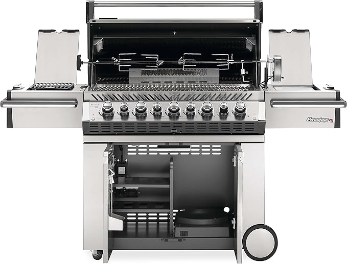Napoleon PRO665RSIBPSS-3 Prestige PRO 665 RSIB Propane Gas Grill, sq.in. + Infrared Side and Rear Burners, Stainless Steel