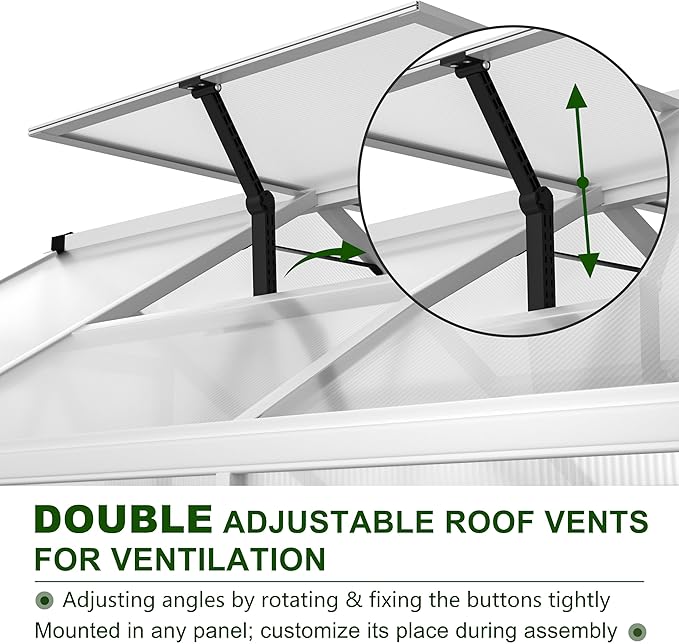 BlueWish 6x12FT Greenhouse for Outdoors, Aluminum Heavy Duty Greenhouse Kit with Lockable Door, 4MM Thickness Polycarbonate, Upgraded Rivet Structure Walk-in Green House for Garden, White