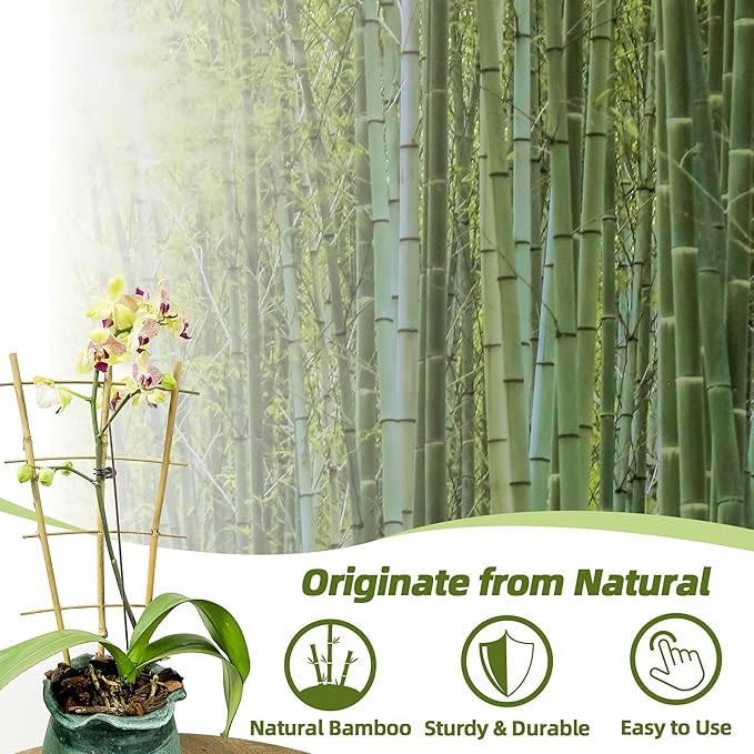 Bamboo Trellis for Climbing Plants 20 Pack, 16 Inch Garden Ladder Trellis for Potted Plants Indoor, Small Plant Support Trellis for Houseplants Vine
