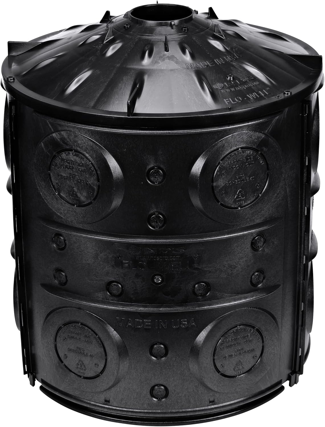 NDS FWAS24 50 Gal. Flo Stormwater Dry Well System Kit with 3 Side Panels & 1 Cover, Ideal for Rainwater Collection, Black