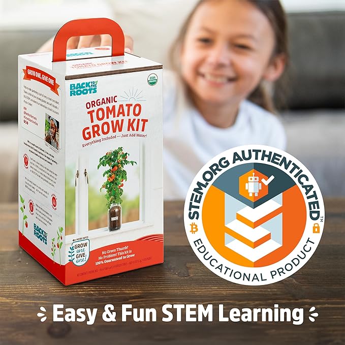 Back to the Roots Cherry Tomato Organic Windowsill Planter Kit - Grows Year Round, Includes Everything Needed For Planting