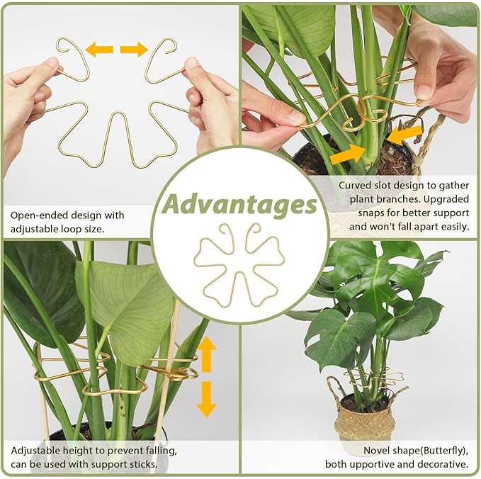 PRETTY JOLLY 5PCS Iron Monstera Plant Support Stakes Premium Plant Stand for Indoor & Outdoor Plants Practical Leaf Holders,Durable Trellis Accessories for Gardening Enthusiasts(Butterfly)