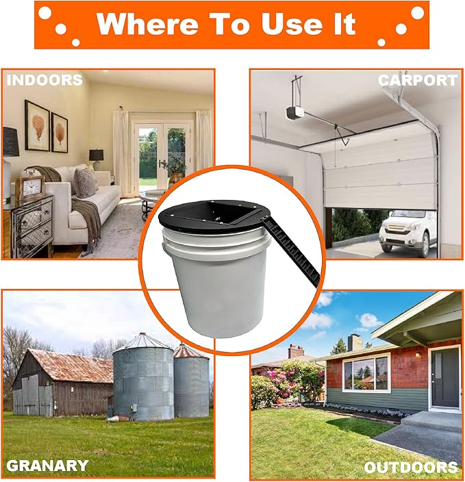 Bucket Lid Mouse Trap Metal 5 Gallon Bucket lid, 45° tilt Design Makes it Easier to Capture Strong Metal Material That, auto Reset, Repeat Catch, Indoor Outdoor, (1pack)