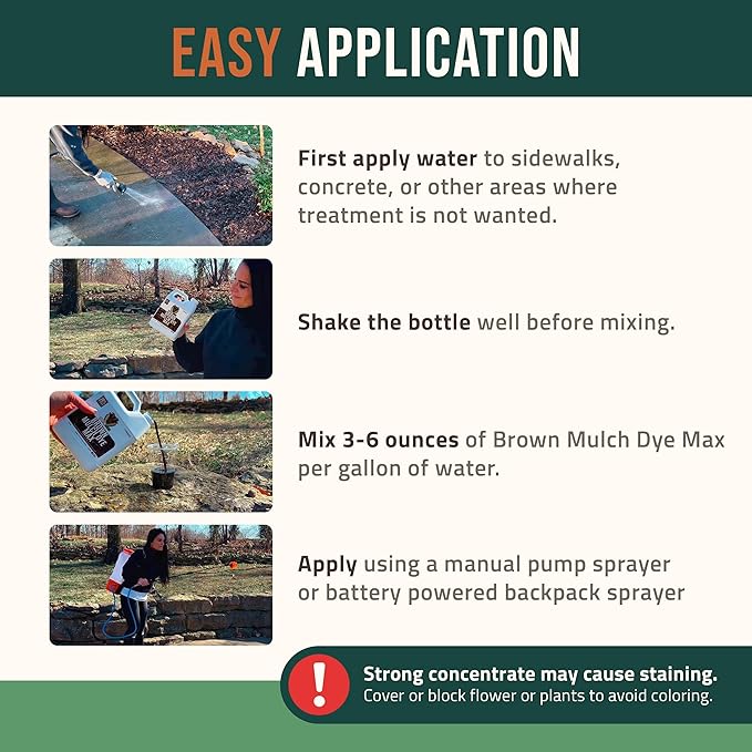 PETRA Brown Mulch Dye, 3,600 Sq Ft Coverage - Mulch Dye Brown, Brown Mulch for Landscaping, Brown Mulch for Garden Beds, Wood Mulch Dye, Permanent Mulch Paint & Playground Bark Mulch