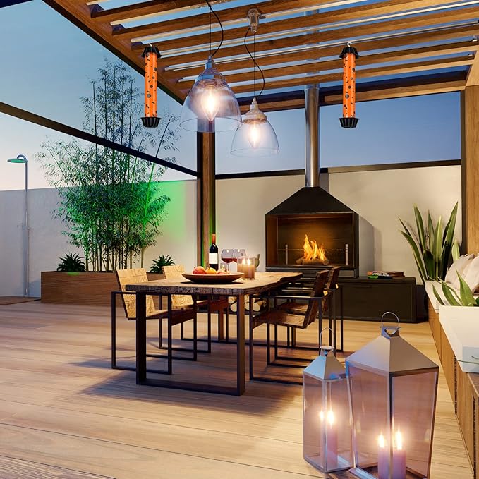 Qualirey 12 Pcs Sticky Fly Trap Fly Stick Indoor Outdoor Long Lasting Adhesive Fly Catcher with Hanging Hook for Wasps Gnats Bugs Insects Moths Fruit Flies Mosquitoes Spiders Fleas (Orange, Black)