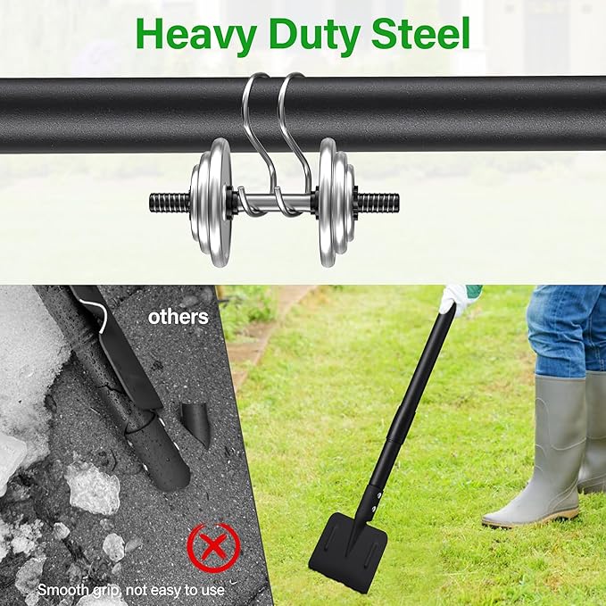 Garden Shovel, Heavy Duty Ice Scraper Long Handle 67", Spade Snow Shovel Weed Remover Gardening Tool for Weeding, Ice Removal, Ground Cleaning and Cutting Through Soil, Walkway Driveway