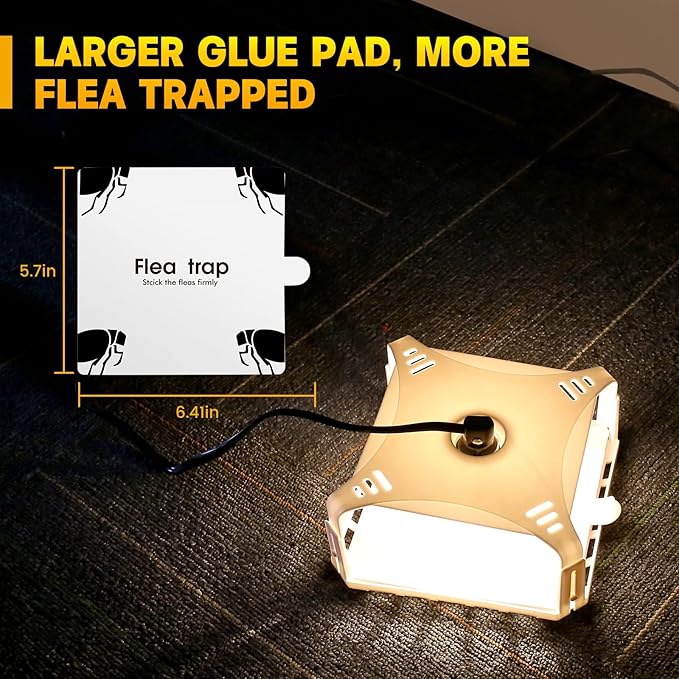 Electric Flea Traps for Inside Your Home (2 Packs), Retractable Flea Light Trap w/Sticky Fleas Trap Refill & Replacement Bulbs, Ultimate Fleas Fighting Solution.