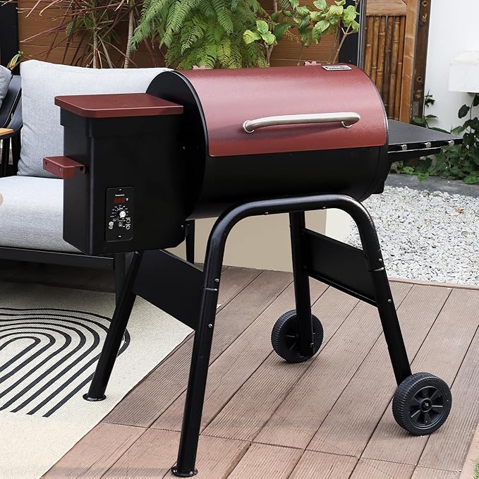 Pellet Smoker Grill Wood Pellet Grill Electric BBQ Grill Smoker For Outdoor Backyard With Auto Feed & Pid Temperature Control 180-425°F, 456 Sq.In Cook Area