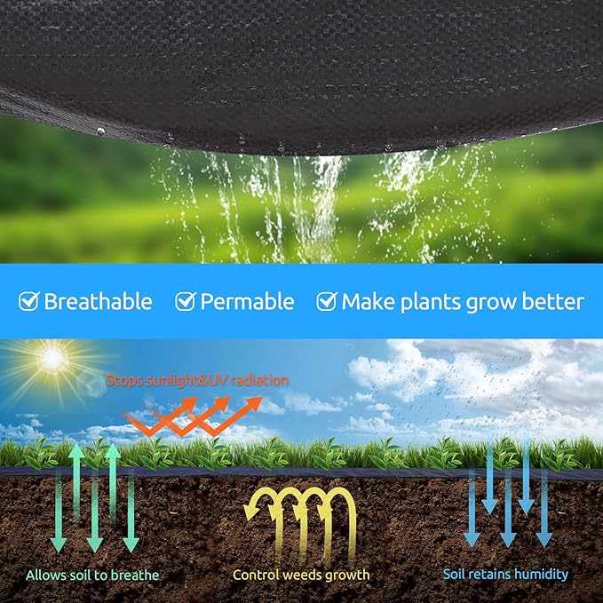 6ft x300ft Black Weed Barrier Landscape Premium Fabric-Heavy Duty Woven Ground Cloth with Superior Permeability Weed Control Convenient Design