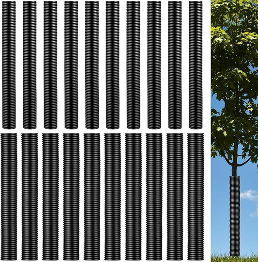 20 Pcs Corrugated Tree Guards Saplings Tree Trunk Protectors from Deer Tree Tubes Guard Tube Wraps to Protect Bark, Sapling from Rodents, Mowers, Animals (15.7 x 2, 15.7 x 1.5,Black)