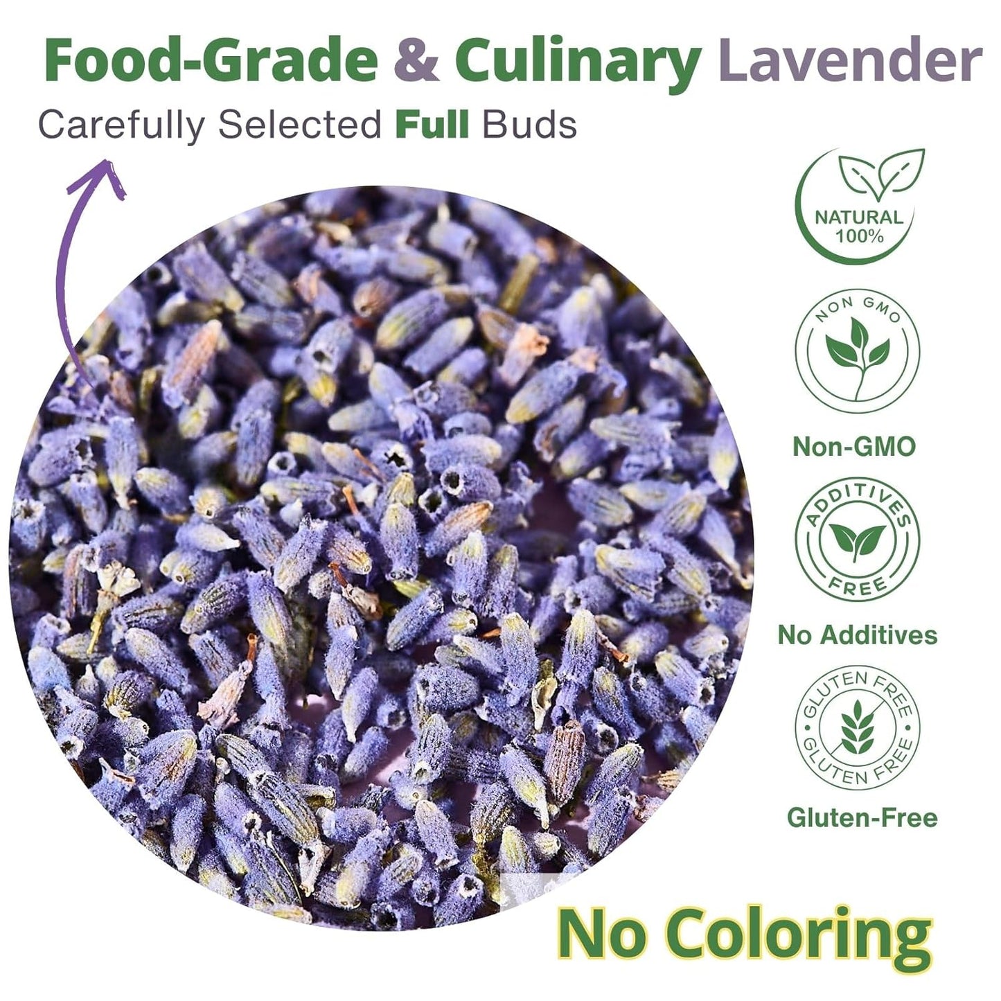 Dried Culinary Lavender – 100% Natural Food Grade Lavender Buds Herbs Tea, 3.53oz (100g), Edible Lavenders Flowers for Drinks, Baking, Cooking, Tea, Bath Soak, DIY Skincare & Crafts