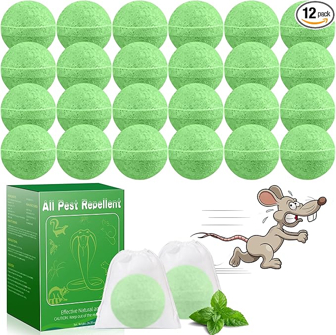 24 Pack Mouse Repellent for Outdoor, Natural Keep Rodent Away Deterrent with Long-Lasting Protection for Home, Car, Garage, Safe for Family