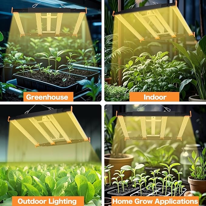 Grow Lights for Indoor Plants, 320W LED Grow Light, 3x3ft Coverage Full Spectrum Daisy Chain Growing Light, Dimmable & Retractable Bar Style Grow Lamp for Greenhouse Vegetable Flower