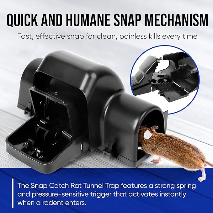 Covered Rat & Chipmunk Traps,Prevents Accidental Triggering with Tunneled Design,Human Reusable Rodent Trap Catcher for Indoor & Outdoor Use,Quick Setup & Easy Clean, rat traps outdoor large fast kill