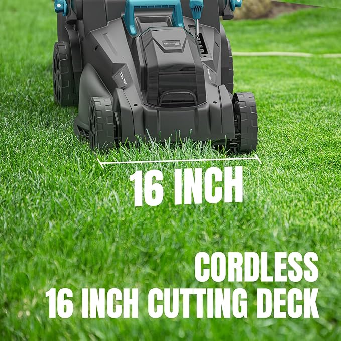Electric Lawn Mower Cordless, 2x20V 16.1 inch Push Lawn Mower with 6-Position Cutting Height Adjustment, 2x4.0Ah Battery & Dual Charger Included