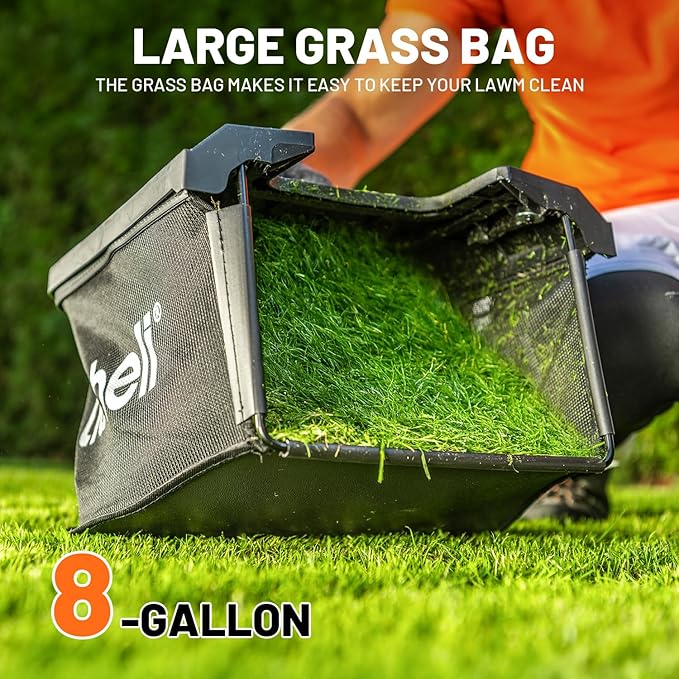 Litheli Electric Lawn Mower Cordless,Grass Cutter Machine for 1300 Sq.Ft.Lawnmower with Motor,13.1 in Cutting Width,8 Gallon Capacity,Cutting Height from 1 to 2.5 in （Without Battery）