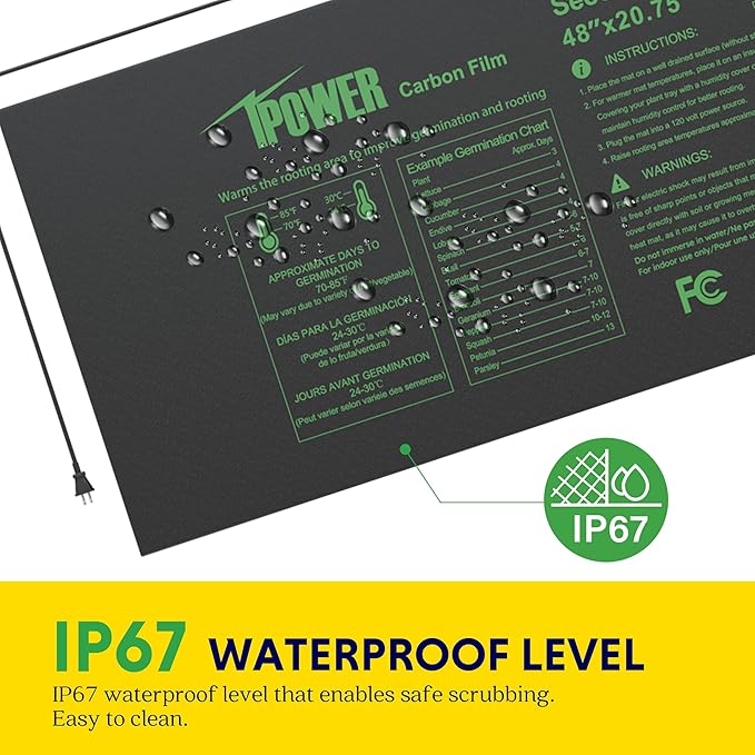 iPower 48"x20.75" Seedling Heat Mat with Built-in Temperature Controller, MET Certified Waterproof Plant Heating Pad, for Germination, Breeding, Brewing