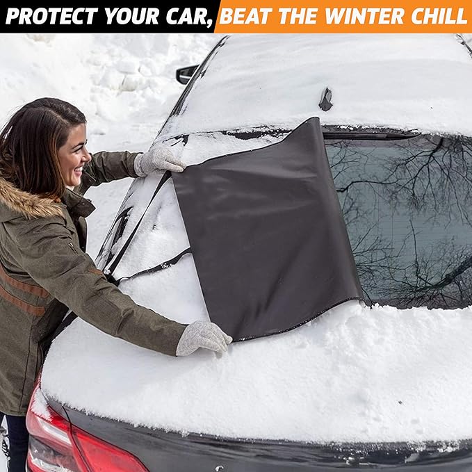 EcoNour Rear Windshield Cover for Ice and Snow | Car Back Window Snow & Frost Cover | Complete Protection from Snow and Other Winter Debris | Winter Car Accessories for Sedan, SUV & Van | Medium