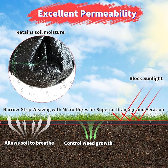 4ft x 300ft Landscape Fabric -Heavy Duty Weed Barrier Fabric for Landscaping, Weed Blocker Cloth,Geotextile Fabric for Garden, Driveway & Ground Cover, Garden Weed Mats,Grid Design