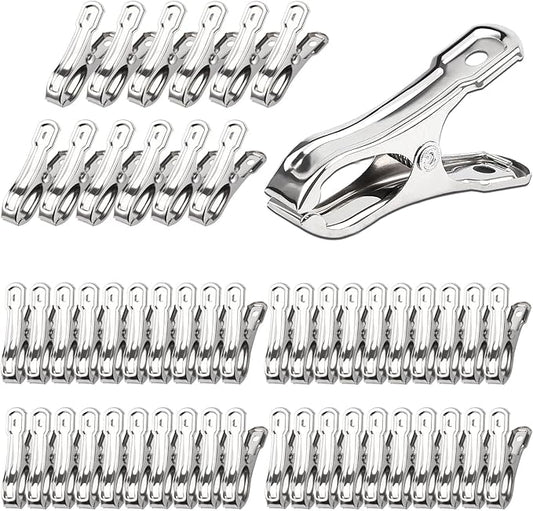 JULMELON Garden Clips, 55 PCS Stainless Steel Greenhouse Clamps Heavy Duty Greenhouse Clips Hoops with Large Open Strong Grip for Shade Cloth or Plant Cover Netting