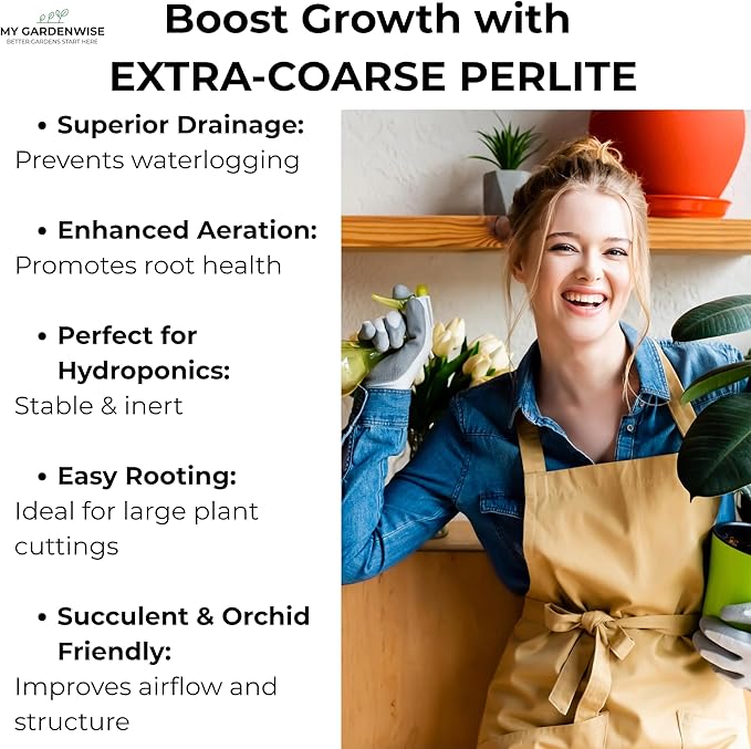 Perlite for Plants, Extra Coarse Grade 4 Horticultural Perlite, Organic Perlite for Gardening Indoor & Outdoor, Made in USA (5 quarts)
