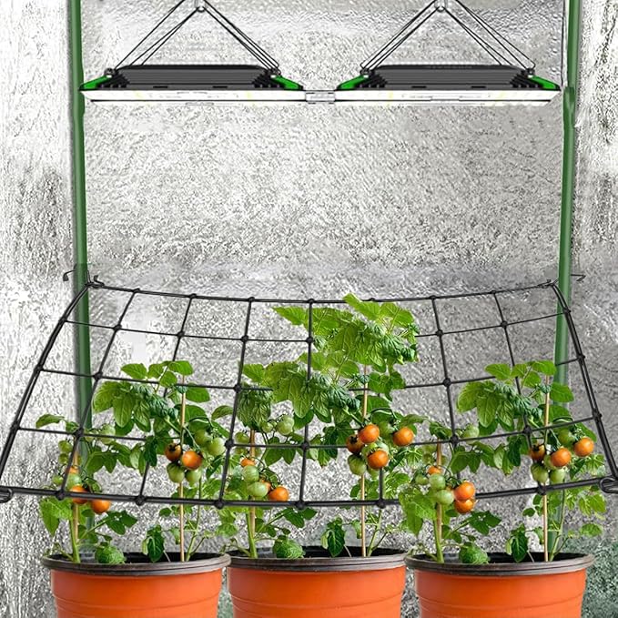 Trellis Net for Grow Tent, 4X4FT Elastic Trellis Netting with 4 Hooks, Heavy-Duty Trellis Netting Support for Indoor Plants, Gardening