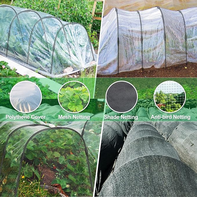 FOTMISHU 8pcs Garden Hoops for Raised Beds, 23.6" x 25.6“ Greenhouse Hoops for Cover Garden Netting, Rust-Free Garden Tunnel, Reuseable Gardening Supplies for Plants (8pcs M- 23.6" x 25.6“)
