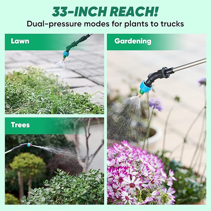 Saker Electric Sprayer,Backpack Battery Powered Sprayer 2025 New Version 1.6 Gallon,Upgrade Powerful Electric Tools with 3 Mist Nozzles,Retractable Wand for Lawn,Garden,Cleaning