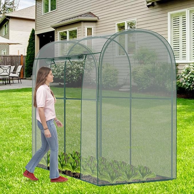 Crop Cages for Garden Plant, 6.6x3.3x6 Ft Plant Protection Tent with Zippered Door, Raised Bed Cover, Garden Bed Cover with Frame, Wind-Resistant Plant Cages for Outdoor Plants Vegetable Flower