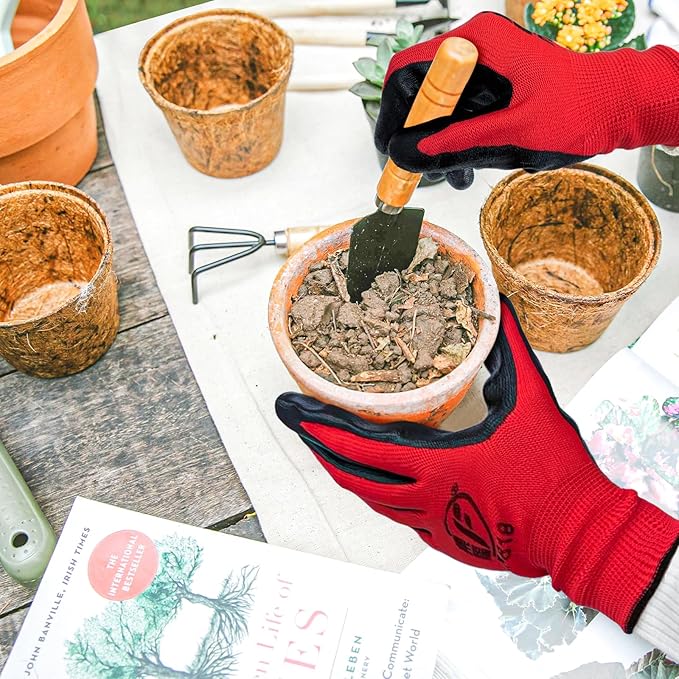 120 Pairs Gardening Work Gloves Bulk for Men Women, Breathable Nitrile Rubber Coated Garden Gloves Dipped Gripping Outdoor Working Gloves for Construction, Gardening, 9.1 Inch